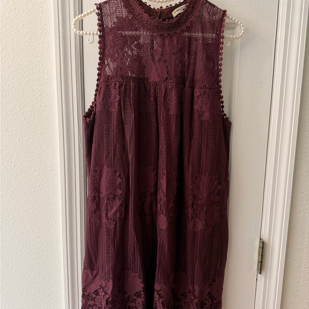 Chance or Fate Lace Dress in Burgundy